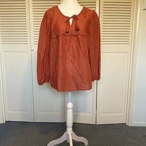 Style & Co Eyelet Tassele Blouse, Created for Macy's